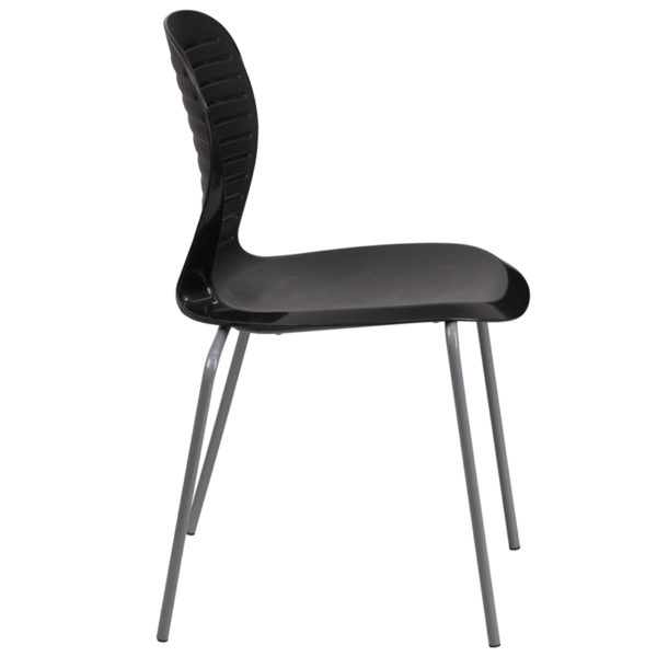 Nice HERCULES Series 551 lb. Capacity Stack Chair Ergonomically Contoured Design with Black Plastic Ribbed Back and Seat office guest and reception chairs in  Orlando at Capital Office Furniture