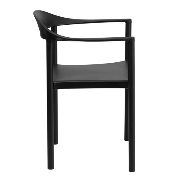 Nice HERCULES Series 1000 lb. Capacity Plastic Cafe Stack Chair Ergonomically Contoured Design with Black Plastic Back and Seat office guest and reception chairs near  Winter Springs at Capital Office Furniture