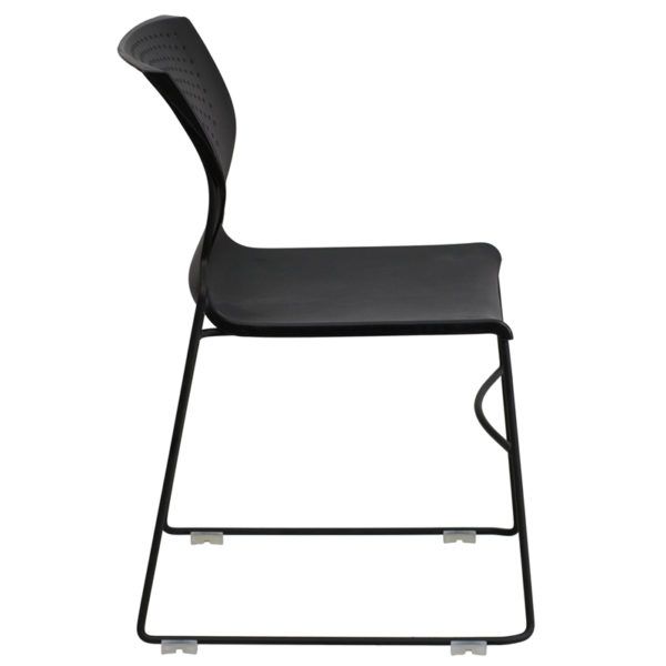 Nice HERCULES Series 661 lb. Capacity Full Back Stack Chair w/ Powder Coated Frame Ergonomically Contoured Design with Black Plastic Back and Seat office guest and reception chairs in  Orlando at Capital Office Furniture