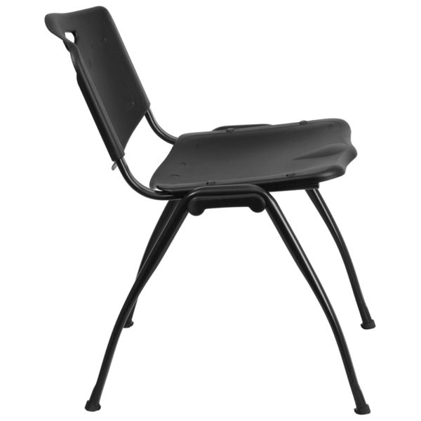 Nice HERCULES Series 880 lb. Capacity Plastic Stack Chair Ergonomically Contoured Design with Black Plastic Back and Seat office guest and reception chairs near  Kissimmee at Capital Office Furniture