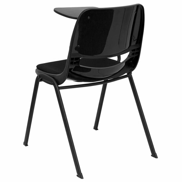 Nice Padded Ergonomic Shell Chair w/ Right Handed Flip-Up Tablet Arm Ergonomically Contoured Design with Black Padded Plastic Back and Seat classroom furniture near  Casselberry at Capital Office Furniture