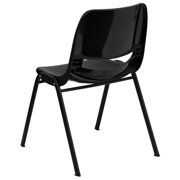 Nice HERCULES Series 880 lb. Capacity Ergonomic Shell Stack Chair w/ Frame Ergonomically Contoured Design with Black Plastic Back and Seat classroom furniture near  Sanford at Capital Office Furniture