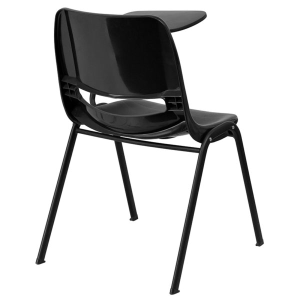 Nice Ergonomic Shell Chair w/ Left Handed Flip-Up Tablet Arm Ergonomically Contoured Design with Black Plastic Back and Seat classroom furniture in  Orlando at Capital Office Furniture
