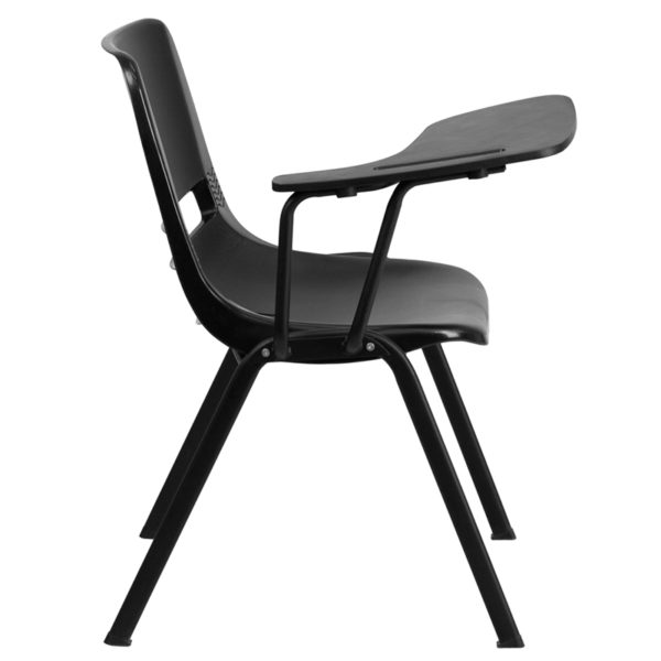 Nice Ergonomic Shell Chair w/ Right Handed Flip-Up Tablet Arm Ergonomically Contoured Design with Black Plastic Back and Seat classroom furniture near  Lake Mary at Capital Office Furniture