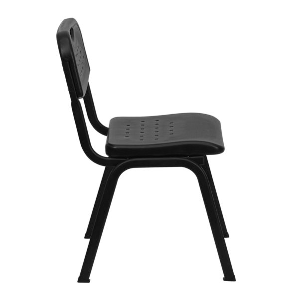 Nice HERCULES Series 880 lb. Capacity Plastic Stack Chair w/ Open Back & Frame Ergonomically Contoured Design with Black Plastic Back and Seat classroom furniture in  Orlando at Capital Office Furniture