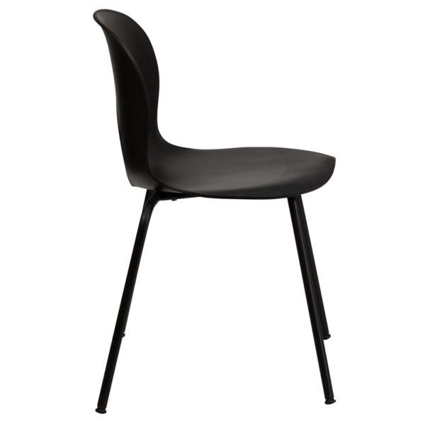 Nice HERCULES Series 770 lb. Capacity Designer Plastic Stack Chair w/ Frame Ergonomically Contoured Design with Black Plastic Back and Seat office guest and reception chairs near  Altamonte Springs at Capital Office Furniture