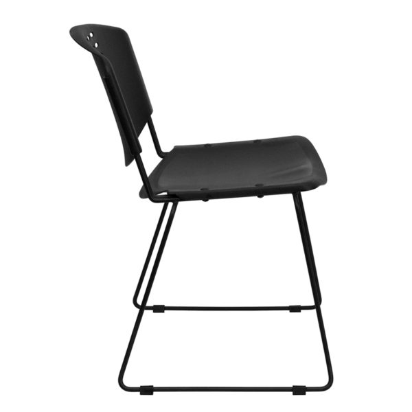 Nice HERCULES Series 400 lb. Capacity Plastic Stack Chair w/ Frame Ergonomically Contoured Design with Black Plastic Back and Seat office guest and reception chairs in  Orlando at Capital Office Furniture
