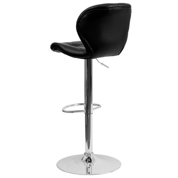 Nice Contemporary Vinyl Adjustable Height Barstool w/ Diamond Stitched Back & Chrome Base Tufted Design Covering office tables near  Oviedo at Capital Office Furniture