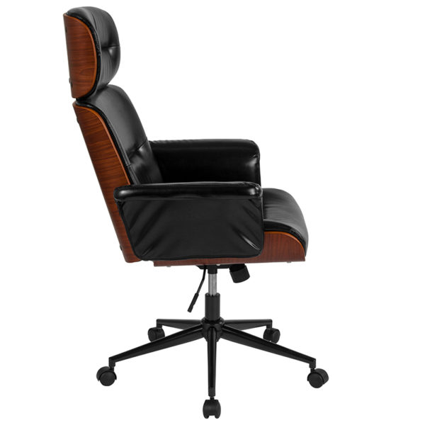Nice Contemporary LeatherSoft High Back Wood Executive Swivel Ergonomic Office Chair Built-In Lumbar Support office tables near  Winter Park at Capital Office Furniture