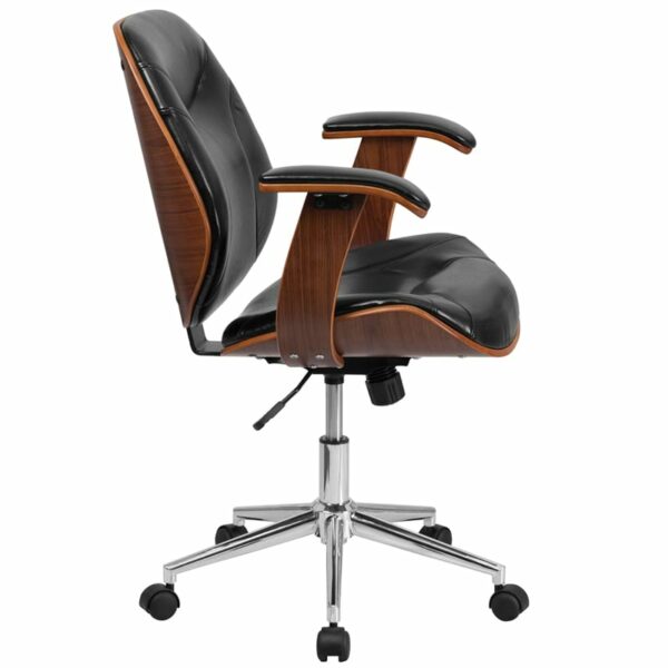 Nice Mid-Back LeatherSoft Executive Ergonomic Wood Swivel Office Chair w/ Arms Built-In Lumbar Support office tables in  Orlando at Capital Office Furniture