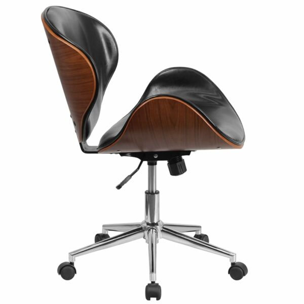 Nice Mid-Back Wood Conference Office Chair in LeatherSoft Curved Walnut Wood Back and Seat office tables near  Saint Cloud at Capital Office Furniture