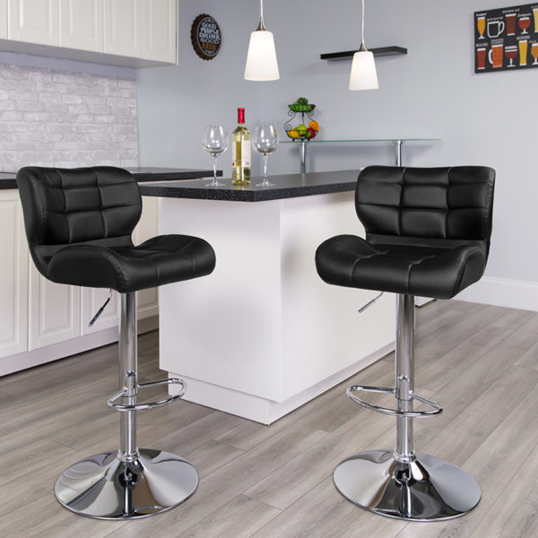 Buy Contemporary Style Stool Tufted Black Vinyl Barstool near  Daytona Beach at Capital Office Furniture