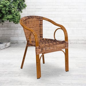 Buy Stackable Cafe Chair Brown Rattan Bamboo Chair near  Daytona Beach at Capital Office Furniture