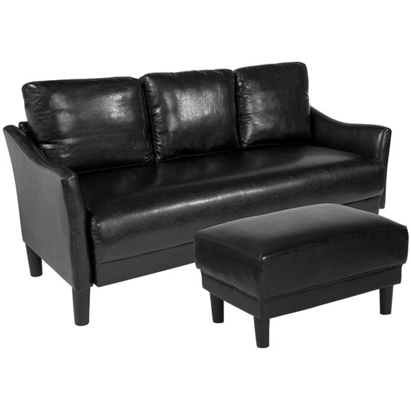 Buy Sofa and Ottoman Set Black Leather Sofa & Ottoman near  Windermere at Capital Office Furniture