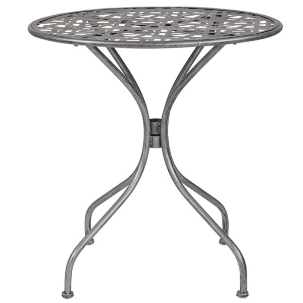 Nice Agostina Series 27.5" Round Antique Indoor-Outdoor Steel Patio Table .5" Thick Edge Top patio tables near  Daytona Beach at Capital Office Furniture