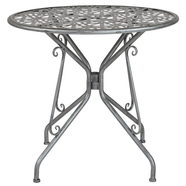 Nice Agostina Series 31.5" Round Antique Indoor-Outdoor Steel Patio Table .5" Thick Edge Top patio tables near  Daytona Beach at Capital Office Furniture