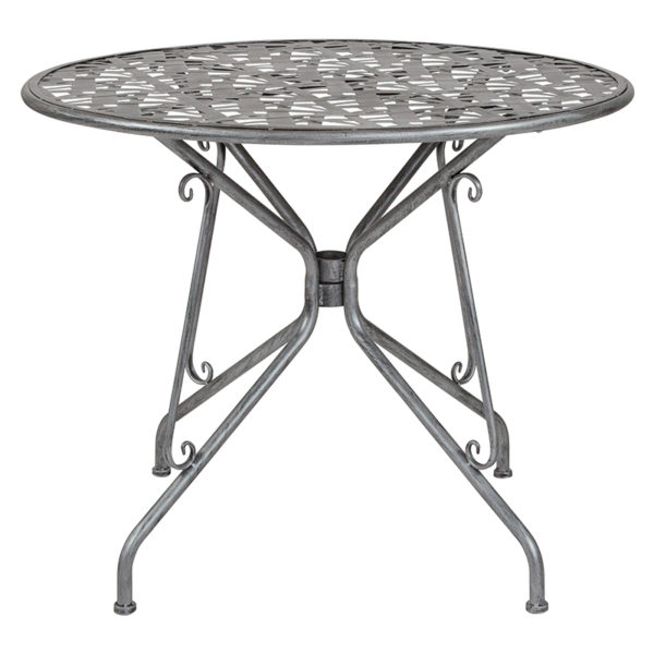 Nice Agostina Series 35.25" Round Antique Indoor-Outdoor Steel Patio Table .5" Thick Edge Top patio tables near  Winter Park at Capital Office Furniture