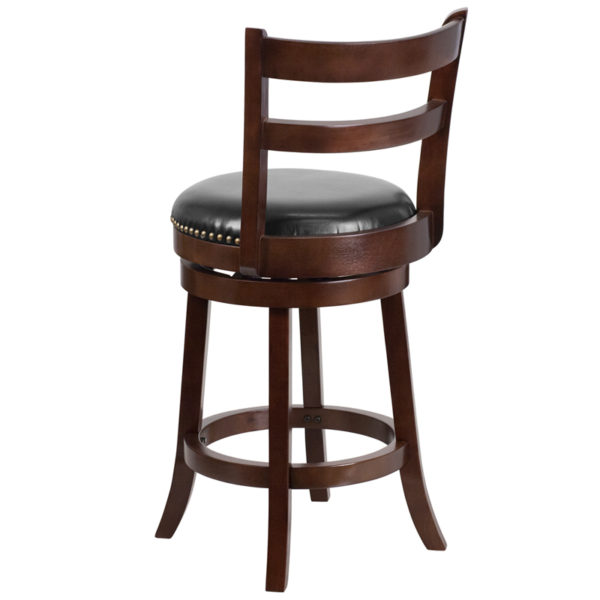 Shop for 26" Cappuccino Wood Stoolw/ Black LeatherSoft Upholstery in  Orlando at Capital Office Furniture