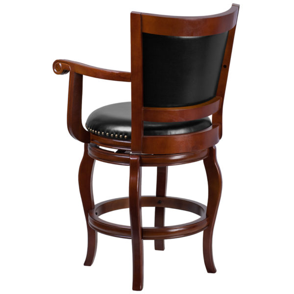 Shop for 26" Cherry Wood Stoolw/ Black LeatherSoft Upholstery in  Orlando at Capital Office Furniture