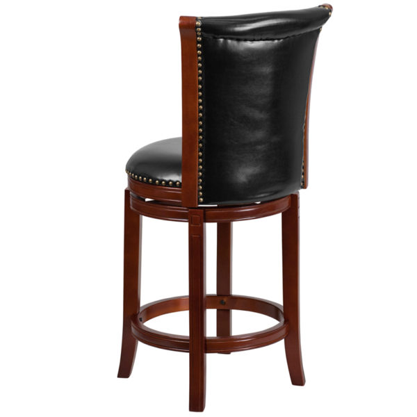 Shop for 26" Dark Chestnut Wood Stoolw/ Black LeatherSoft Upholstery in  Orlando at Capital Office Furniture