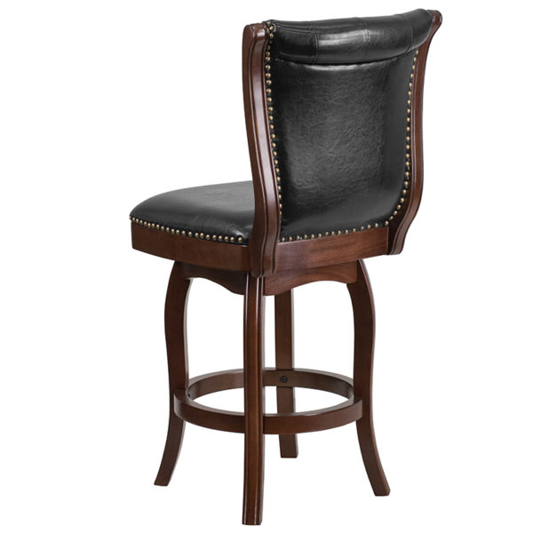 Shop for 26" Cappuccino Wood Stoolw/ Black LeatherSoft Upholstery near  Apopka at Capital Office Furniture