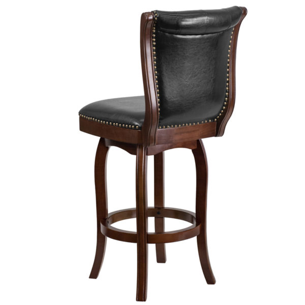 Shop for 30" Cappuccino Wood Stoolw/ Black LeatherSoft Upholstery near  Winter Park at Capital Office Furniture