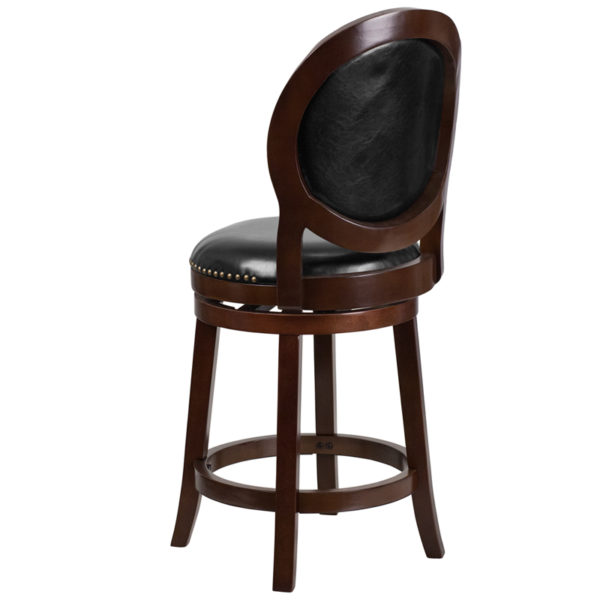 Shop for 26" Cappuccino Wood Stoolw/ Black LeatherSoft Upholstery near  Daytona Beach at Capital Office Furniture