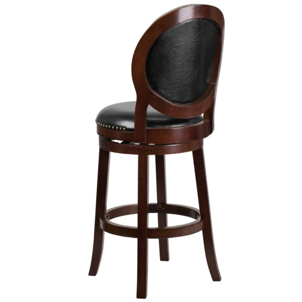 Shop for 30" Cappuccino Wood Stoolw/ Black LeatherSoft Upholstery in  Orlando at Capital Office Furniture