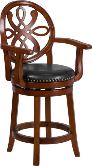 Buy Transitional Style Stool 26" Brandy Wood Stool w/ Arms in  Orlando at Capital Office Furniture
