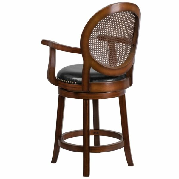 Shop for 26" Expresso Wood Stool w/Armsw/ Black LeatherSoft Upholstery near  Windermere at Capital Office Furniture