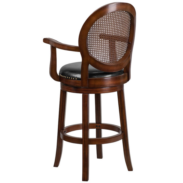 Shop for 30" Expresso Wood Stool w/Armsw/ Black LeatherSoft Upholstery in  Orlando at Capital Office Furniture