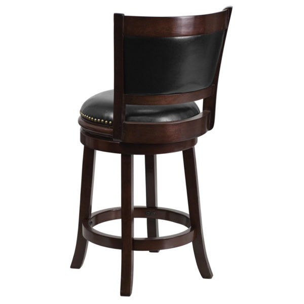 Shop for 24" Cappuccino Wood Stoolw/ Black LeatherSoft Upholstery in  Orlando at Capital Office Furniture