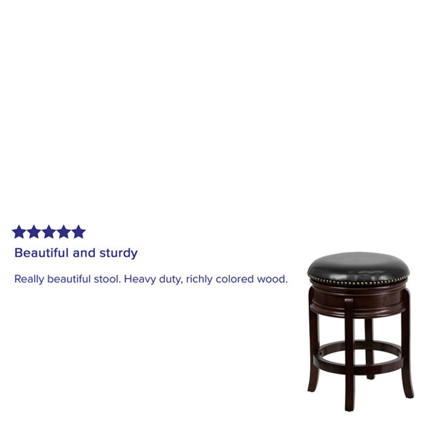 Nice 24" High Backless Wood Counter Height Stool w/ Carved Apron & LeatherSoft Swivel Seat Padded Seat with CAL 117 Fire Retardant Foam kitchen and dining room furniture in  Orlando at Capital Office Furniture