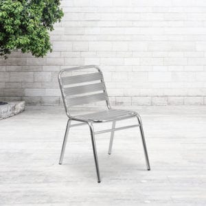 Buy Stackable Cafe Chair Aluminum Slat Back Chair near  Clermont at Capital Office Furniture