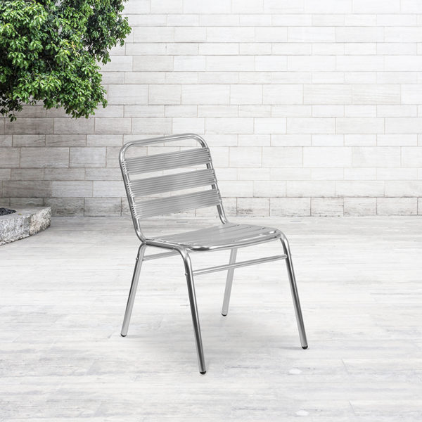 Buy Stackable Cafe Chair Aluminum Slat Back Chair in  Orlando at Capital Office Furniture