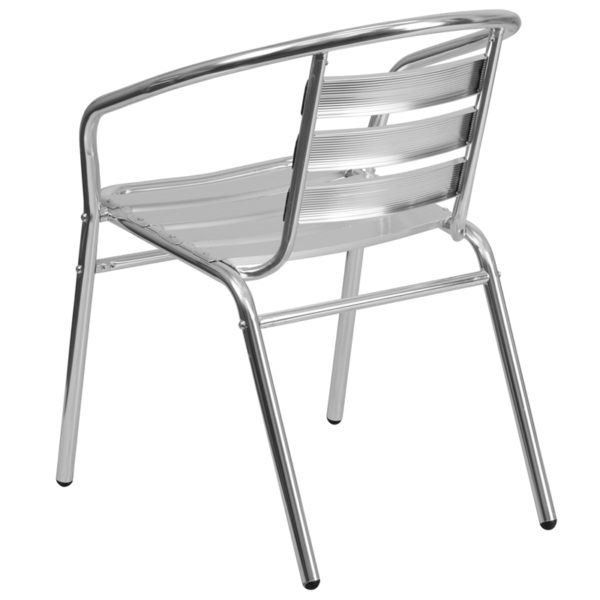 Nice Commercial Aluminum Indoor-Outdoor Restaurant Stack Chair w/ Triple Slat Back & Arms Textured Seat ensures safe seating patio chairs near  Apopka at Capital Office Furniture