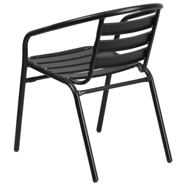 Nice Metal Restaurant Stack Chair w/ Aluminum Slats Textured Seat ensures safe seating patio chairs near  Winter Garden at Capital Office Furniture