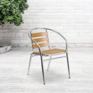 Buy Stackable Cafe Chair Aluminum Teak Back Chair near  Leesburg at Capital Office Furniture