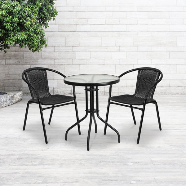 Buy Stackable Cafe Chair Black Rattan Stack Chair in  Orlando at Capital Office Furniture