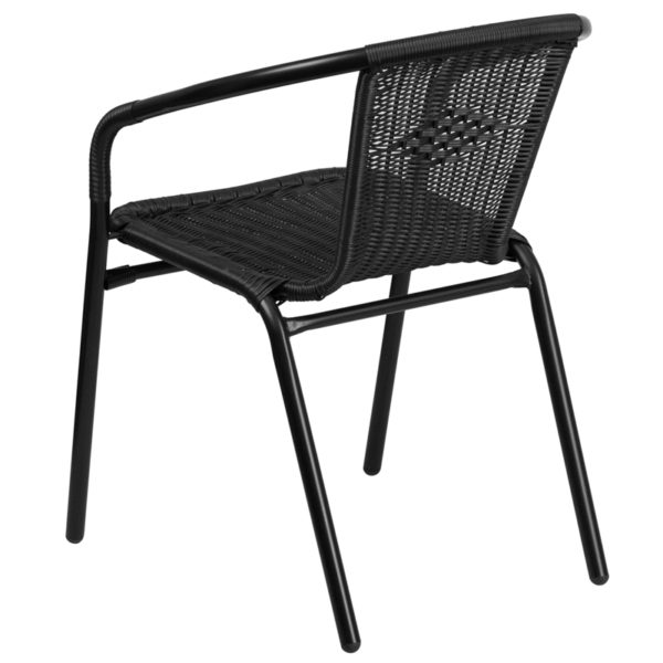 Nice Rattan Indoor-Outdoor Restaurant Stack Chair Black Rattan Back and Seat patio chairs near  Leesburg at Capital Office Furniture