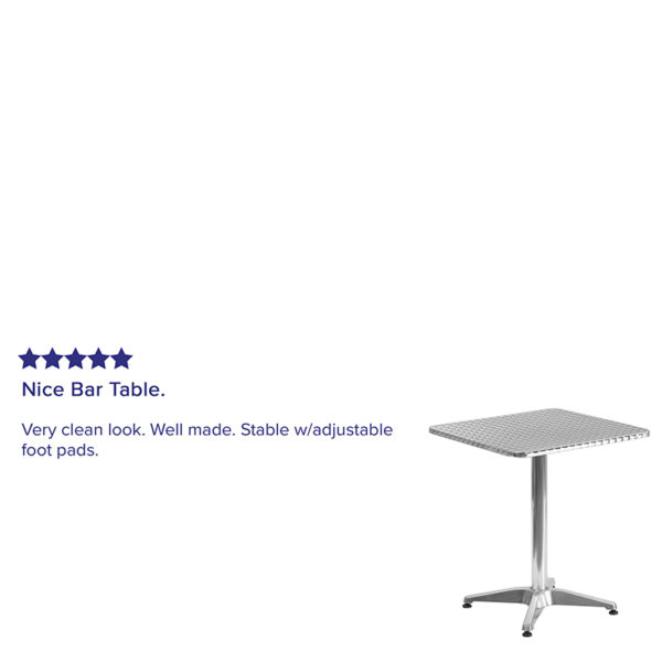 Nice 23.5" Square Aluminum Indoor-Outdoor Table w/ Base Base Size: 23.5"W patio tables in  Orlando at Capital Office Furniture
