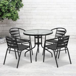 Buy Patio Table 31.5RD Glass Black Patio Table in  Orlando at Capital Office Furniture
