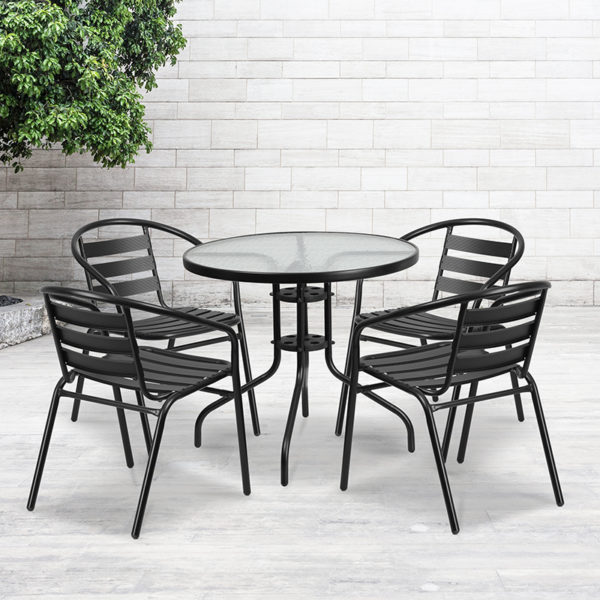 Buy Patio Table 31.5RD Glass Black Patio Table near  Winter Park at Capital Office Furniture
