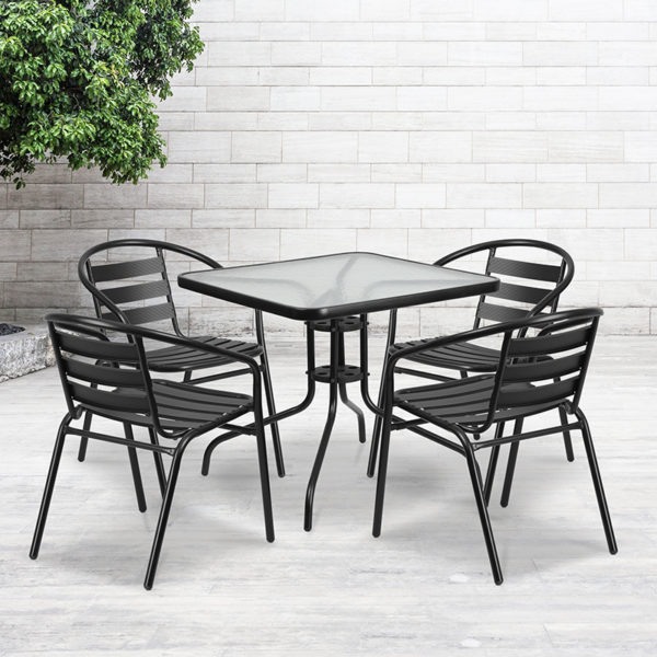 Buy Table and Chair Set 31.5SQ Black Patio Table Set near  Bay Lake at Capital Office Furniture