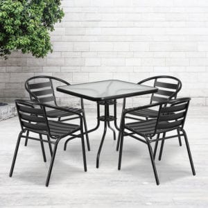 Buy Patio Table 31.5SQ Glass Black Patio Table in  Orlando at Capital Office Furniture