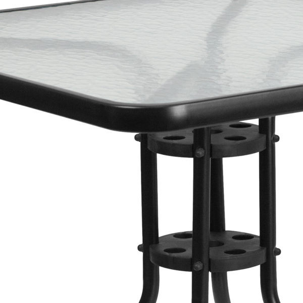 Nice 31.5" Square TempeGlass Metal Table Clear Tempered Glass Surface patio tables near  Winter Park at Capital Office Furniture