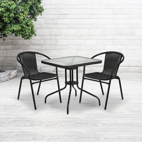 Buy Table and Chair Set 28SQ Black Table Set w/Rattan near  Daytona Beach at Capital Office Furniture