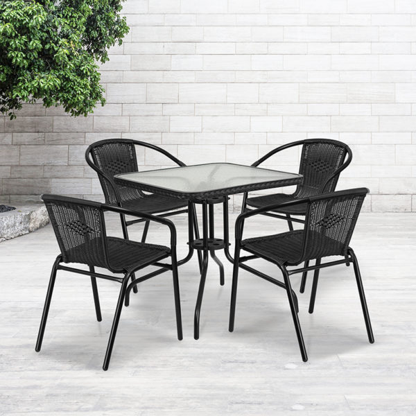 Buy Table and Chair Set 28SQ Black Table Set w/Rattan near  Saint Cloud at Capital Office Furniture