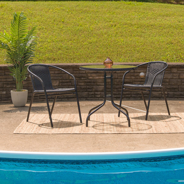 Buy Patio Table 28RD Black Rattan Patio Table near  Sanford at Capital Office Furniture