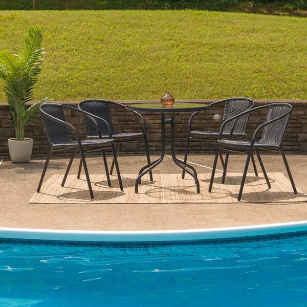 Buy Table and Chair Set 28RD Black Table Set w/Rattan near  Kissimmee at Capital Office Furniture